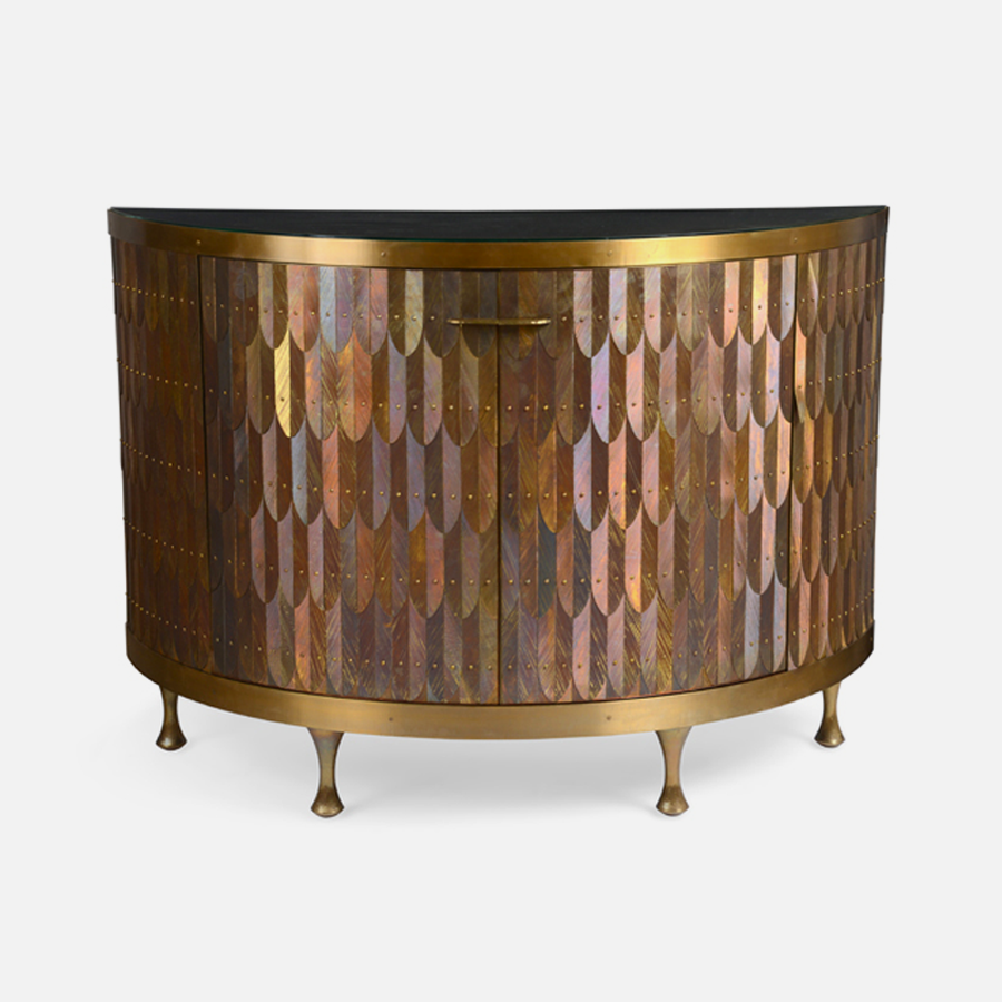 Feathered Demi-Lune Cabinet