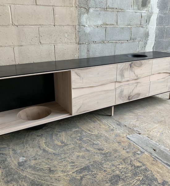 OUTSIDE IN Credenza with Wooden Legs – 96″ by Patrick Weder