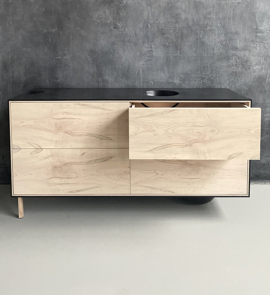 OUTSIDE IN Credenza with Wooden Legs – 58″ Dresser by Patrick Weder