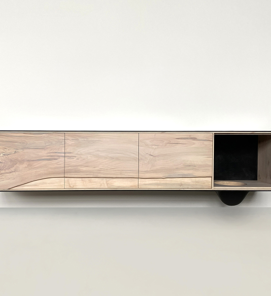 OUTSIDE IN Credenza in Black – Wall Mounted 96″ by Patrick Weder