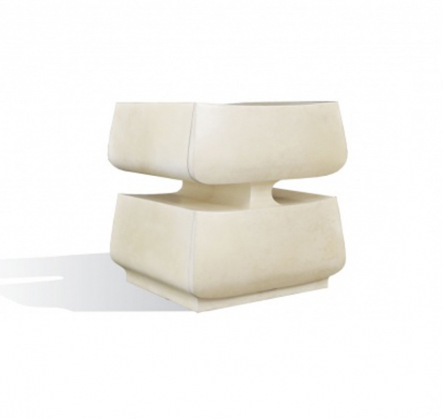 2 Tier Side Table – Bleached Goatskin by Scala Luxury