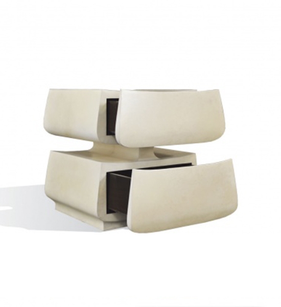 2 Tier Side Table – Bleached Goatskin by Scala Luxury