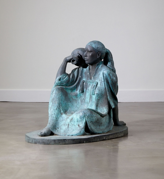 Bronze Seated Woman with Urn by Felipe Castañeda