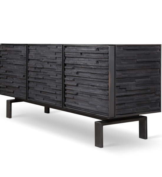 Three Door Charred Wood Cabinet by J Liston Design