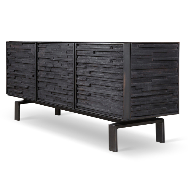 Three Door Charred Wood Cabinet by J Liston Design