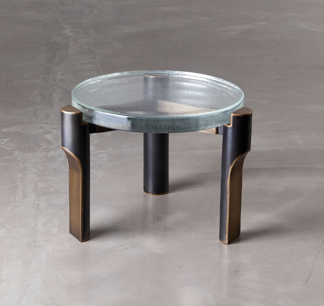 Denarii Side Table 22” – Glass Top by J Liston Design