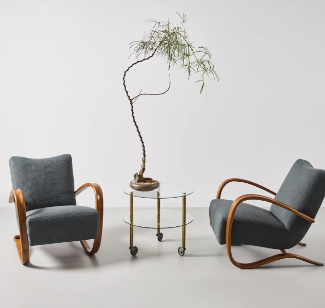 Pair of H269 Armchairs by Jindrich Halabala for Thonet