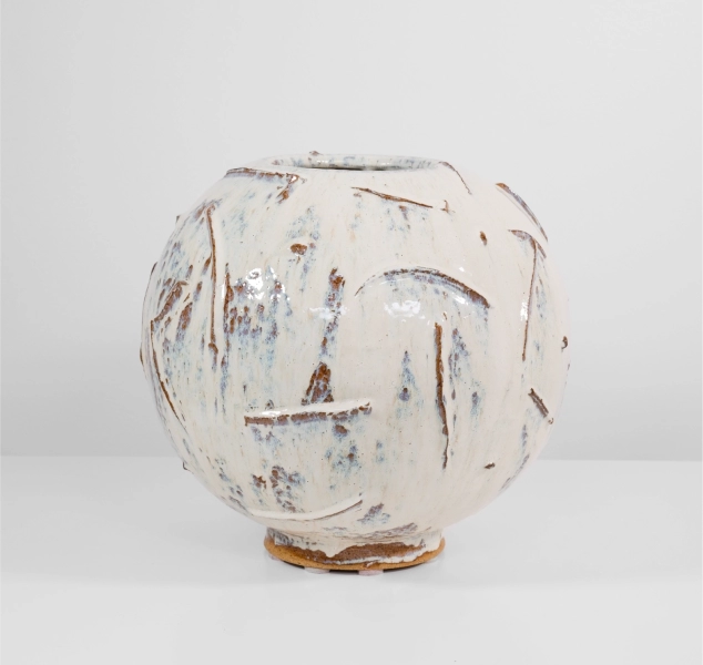 Orb Vessel in Textured Cream White by Linda Fahey