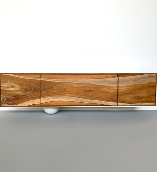 OUTSIDE IN Credenza in White – Wall Mounted 84″ by Patrick Weder