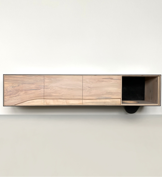 OUTSIDE IN Credenza in Black – Wall Mounted 96″ by Patrick Weder