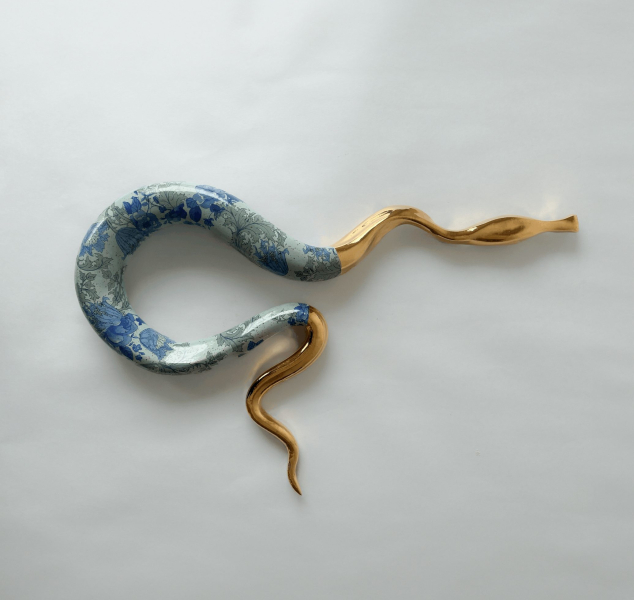 Serpentine in Blue Botanical #1 by Linda Fahey