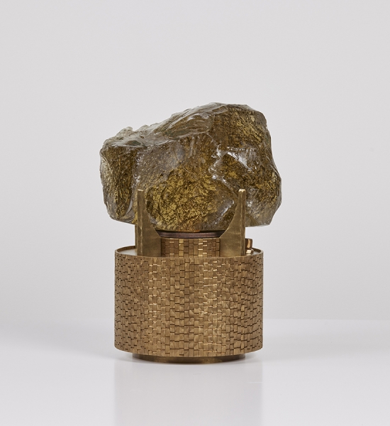 Sylva Slag Empire Lamp in Smoky Topaz by Leslie Nix