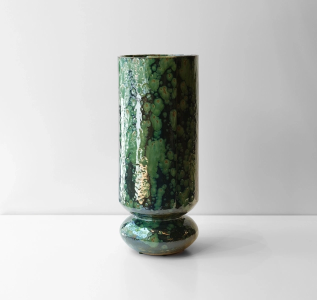Tall Boule in Moss Agate #1 by Linda Fahey
