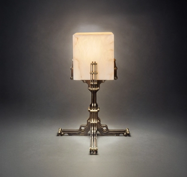 Lampe Laiton Carrée – Patinated Brass by Erwan Boulloud