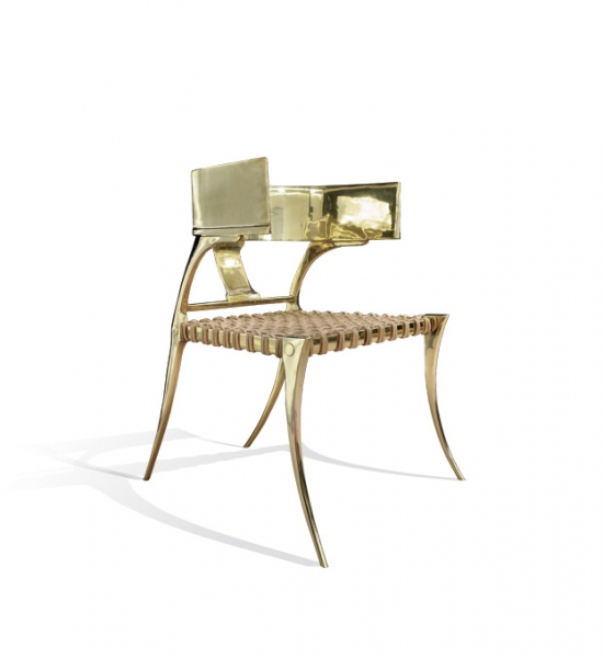 Klismos Low Back Chair, Brass by Scala Luxury