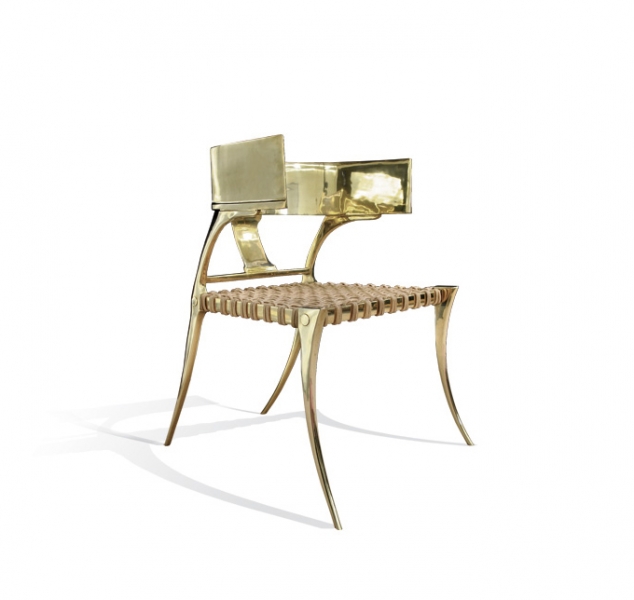 Klismos Low Back Chair, Brass by Scala Luxury