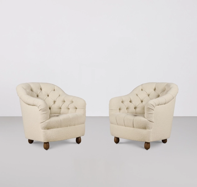 Pair of Downham Club Chairs by Ward Bennett