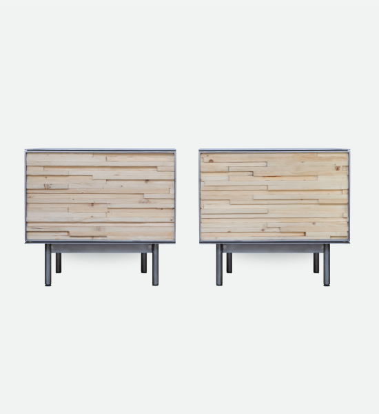 Pair of Stainless Steel Nightstands by J Liston Design