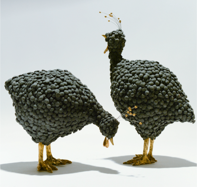 A Pair of Guini Fowl by Kalliopi Lydaki