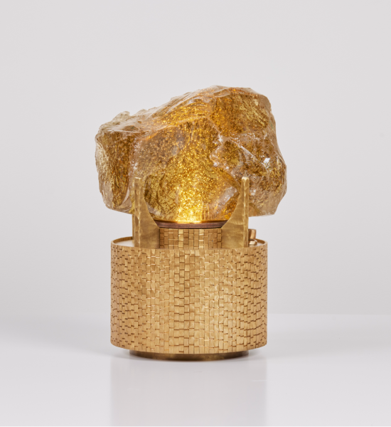 Sylva Slag Empire Lamp in Smoky Topaz by Leslie Nix